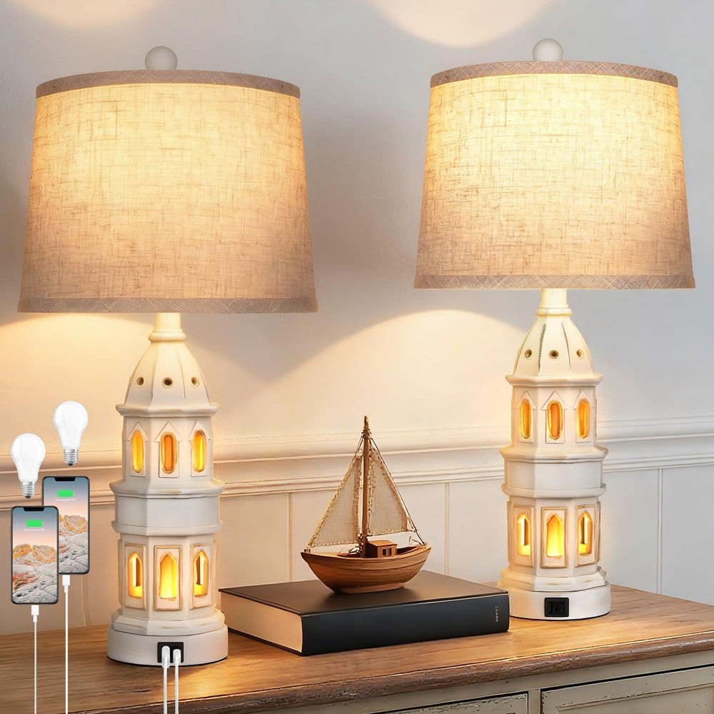 26.5'' Coastal Table Lamps Set of 2, Modern Bedside Nightstand with USB A+C for Bedroom, End Table and Reading price history on PriceWatchPro