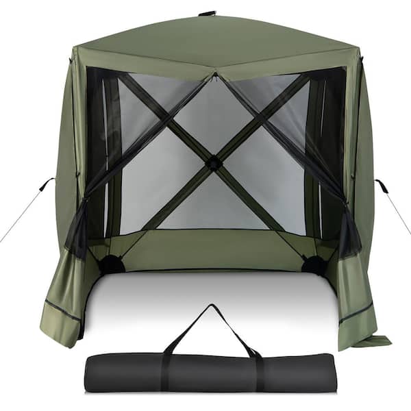 Costway 6.7 ft. x 6.7 ft. 4-Panel Pop up Camping Gazebo Quick-Set with 2 Sunshade Cloths