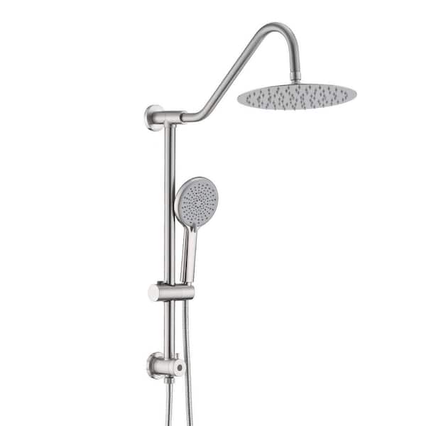 3-spray 10 in. Dual Wall Rain Shower Head and Handheld Shower Head with 2.0 GPM in Brushed Nickel (Not Valve Included)