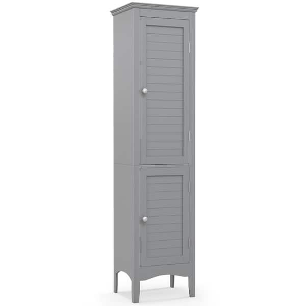 54 Tall Bathroom Linen 2-Tier Cabinet Shelf Storage Cupboard w/ Drawers,  Grey, 1 Unit - Kroger