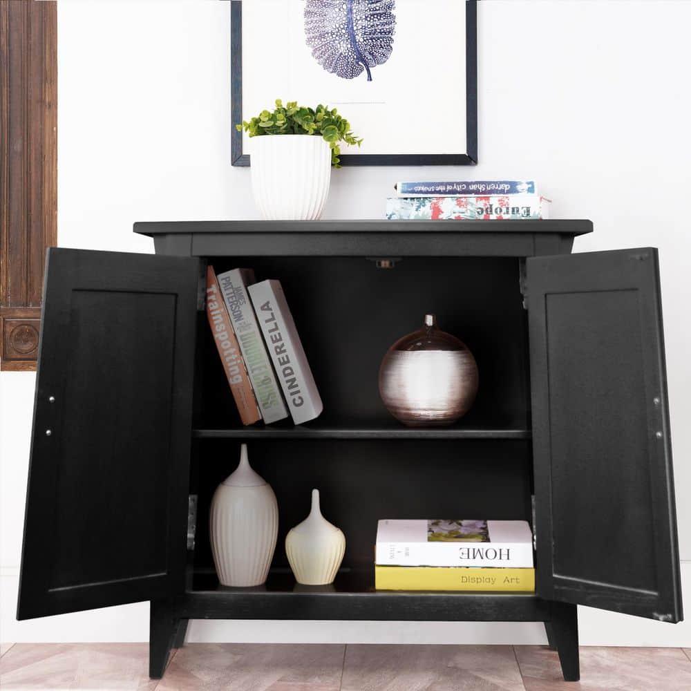 Mission Country 30" Black Freestanding Adjustable Shelf Cabinet