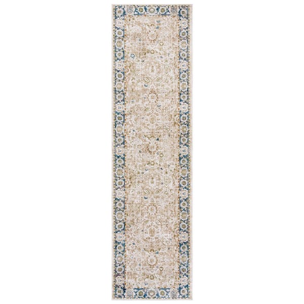 Finley 2 ft. x 10 ft. Blue/Beige Medallion Runner Rug