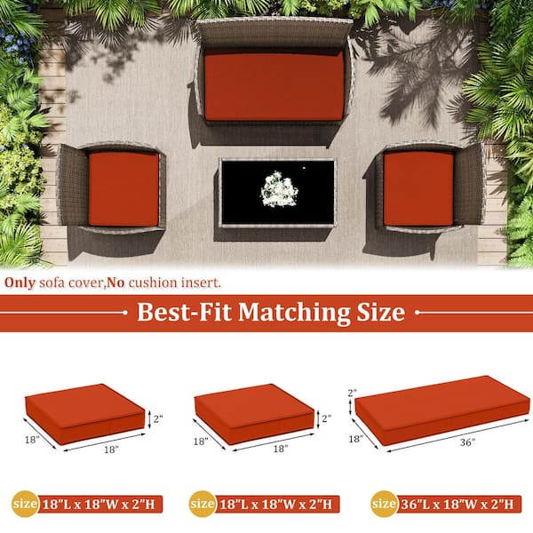 3-Piece 36 x 18 in. & 18 x 18 in. Outdoor Cushion Covers Replacement with Zipper Orange