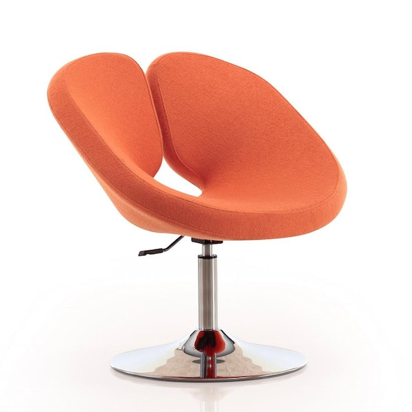 Manhattan Comfort Perch Orange and Polished Chrome Wool Blend Adjustable Chair