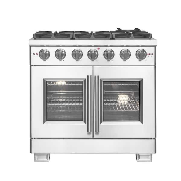 Forno Capriasca 36 in. Freestanding French Door Single Oven Gas Range 6-Burners Stainless Steel