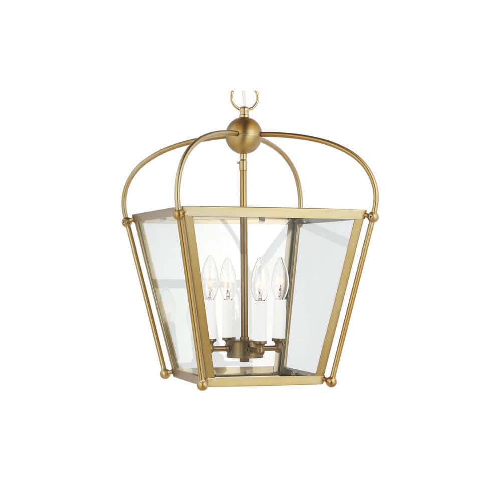 Charleston Satin Brass 4-Light Indoor/Outdoor Glass Pendant