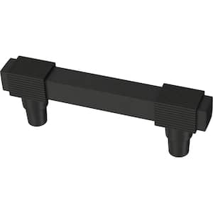 Fluted Square 3 in. (76 mm) Matte Black Cabinet Drawer Pull