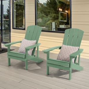 Green Recyled Plastic Weather-Resistant Outdoor Patio Adirondack Chair (Set of 2)