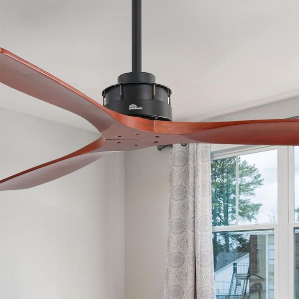 Sofucor 60 in. Indoor/Outdoor Black Farmhouse Wood Ceiling Fan with 6-Speed Long-Handled DC Remote Control Included
