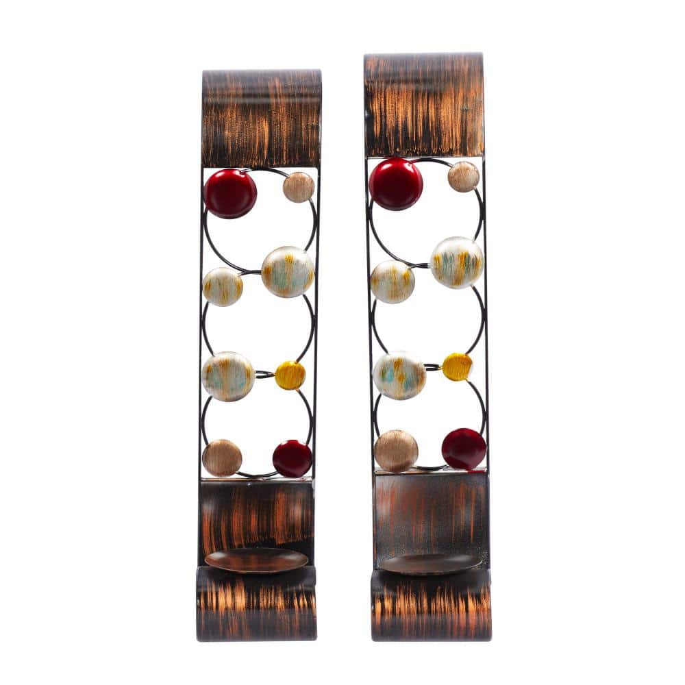 Bronze Metal Wedding-Themed Wall Mount Candle Lantern, 24"H