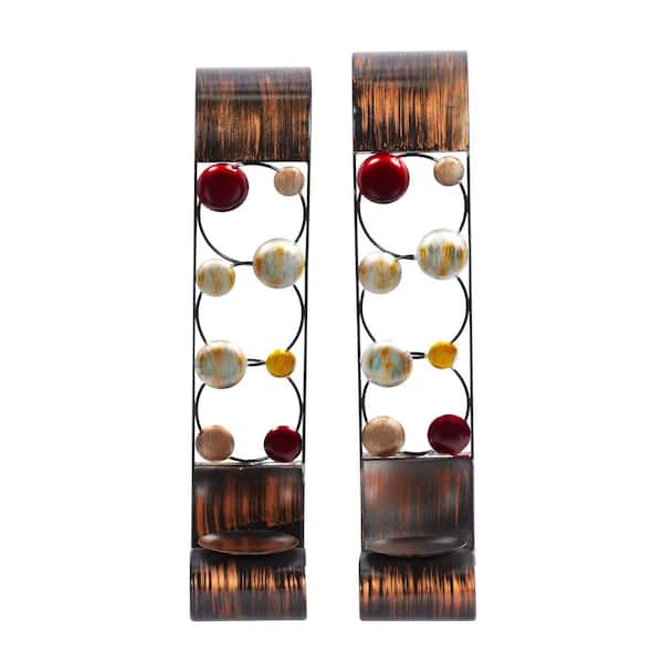Brown Metal2 Candle Wall Sconce (2- Pack)