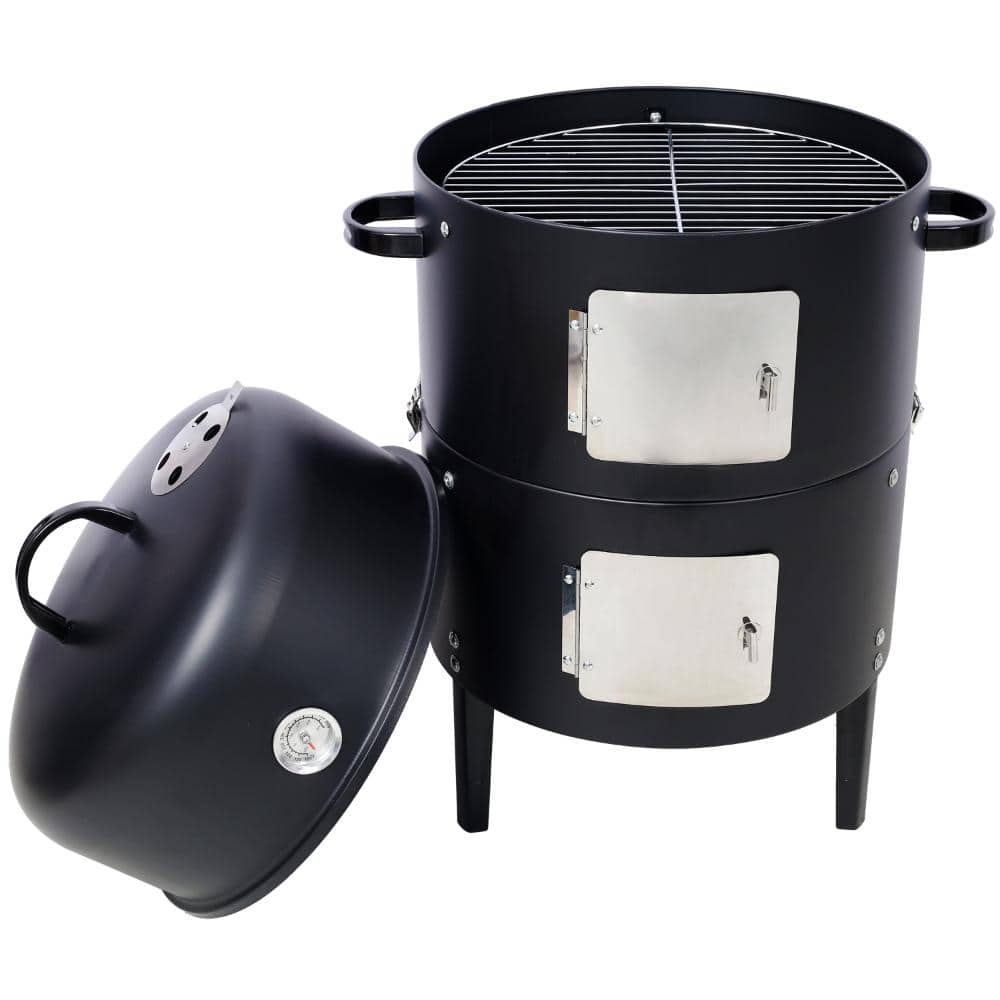 17 Inch Steel Charcoal Smoker, Heavy Duty Round BBQ Grill for Outdoor Cooking, Black price history on PriceWatchPro