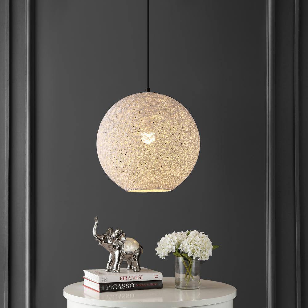 Lacey 16" White Bohemian Globe LED Pendant Light