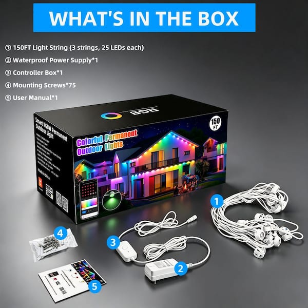 WYZM 150 ft.75-Light Plug-in RGBW Integrated LED Novelty Outdoor