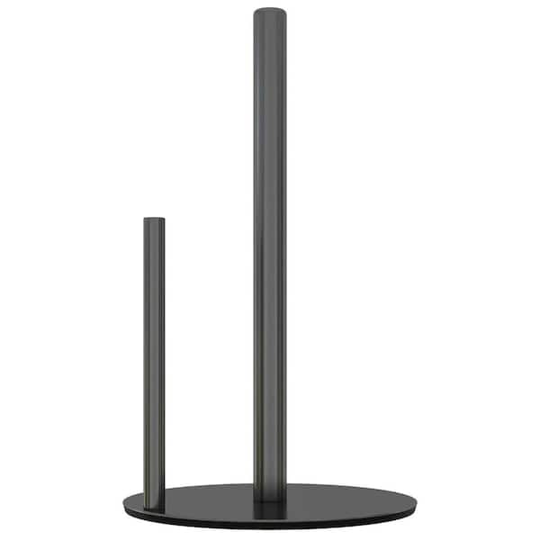 PRIMEPLUS Paper Towel Holder Black Kitchen Roll Holder, Countertop Roll Dispenser with Weighted Base, Black