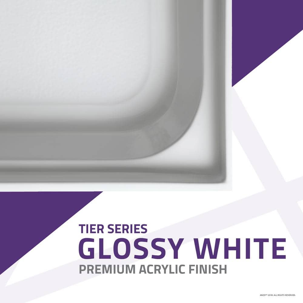 Glossy White 60" x 36" Acrylic Shower Base with Center Drain