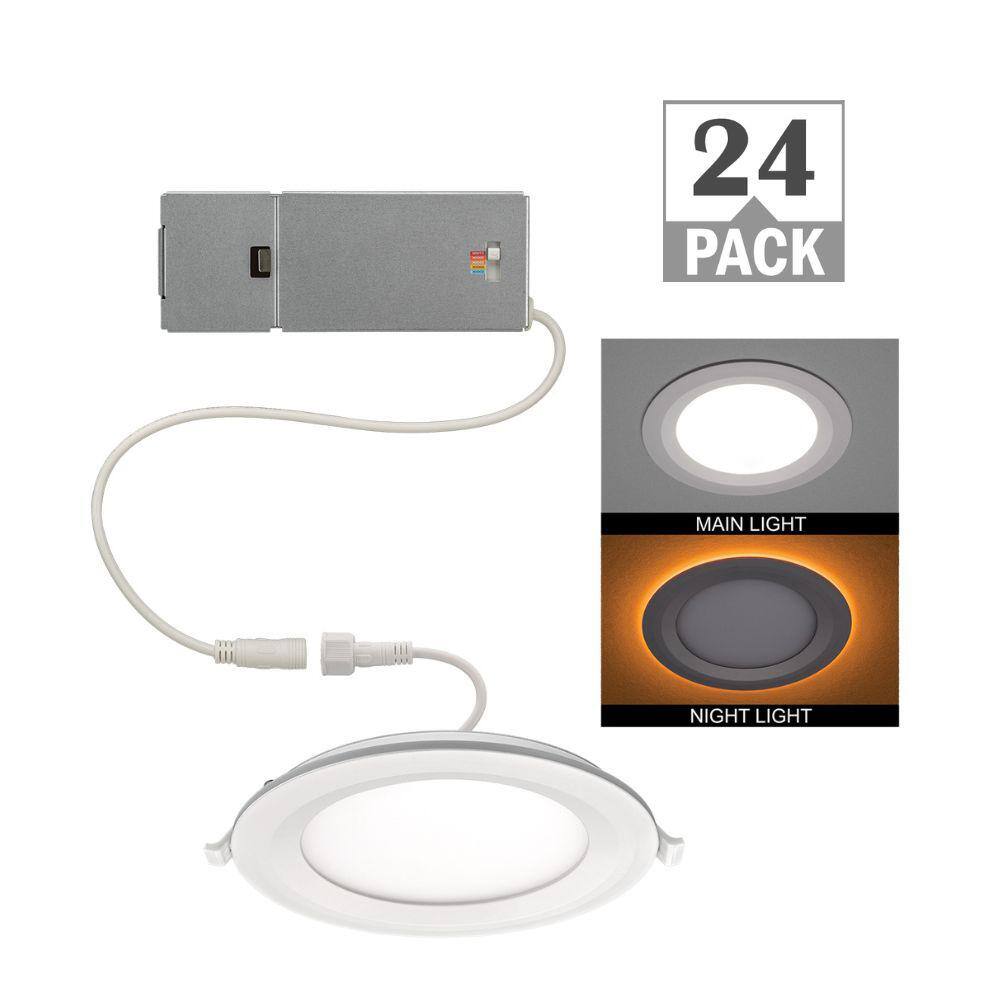 6 in. Canless Integrated LED Recessed Light Trim w/ Night Light 650lm Adjustable CCT New Construction Remodel (24-Pack) price history on PriceWatchPro