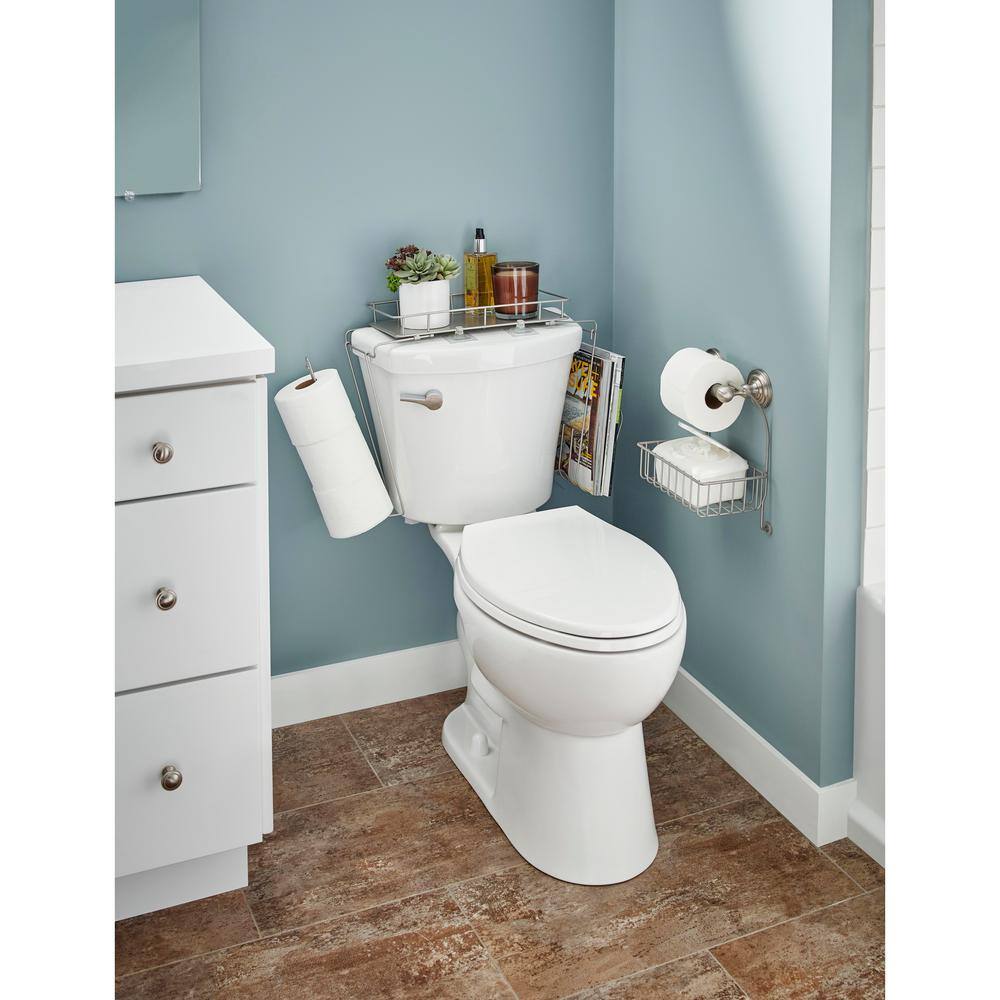 Brushed Nickel Freestanding Toilet Paper Holder with Storage