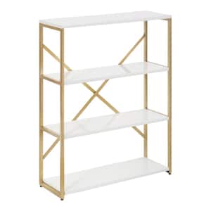 Ascott 24 in. W x 8.15 in. D White and Gold MDF Glam Decorative Wall Shelf