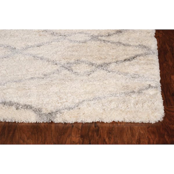 Rune Ivory/Gray 9 ft. x 13 ft. Trellis Shag Area Rug
