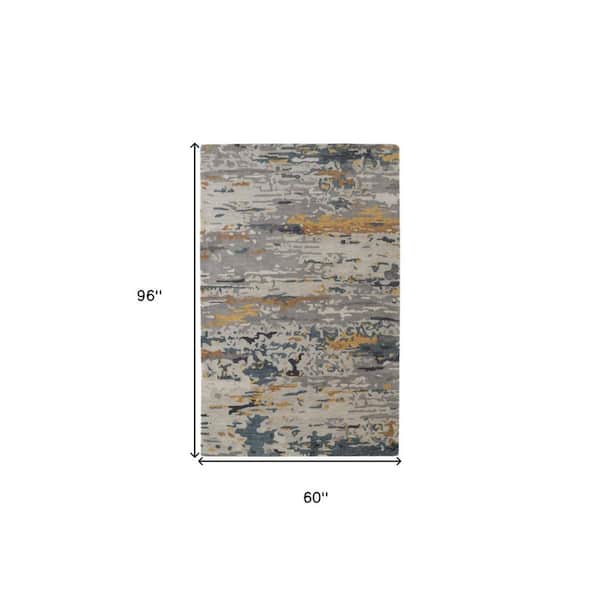 Blue and Gray Abstract 5 ft. x 8 ft. Area Rug