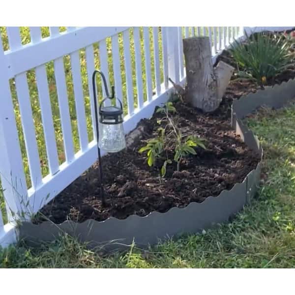 Unbranded - 6 Pack 40 in. L x 8 in. H Quartz Grey Steel Garden Landscape Edging, Lawn Border with Gloves and 10 Stakes(Wavy Edge)