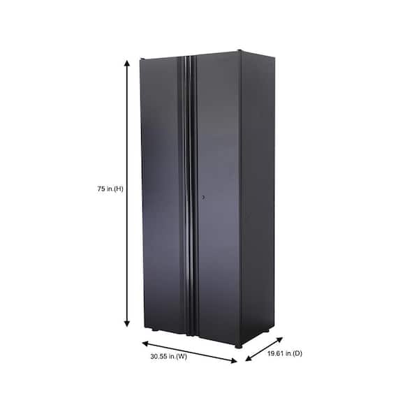 Husky Regular Duty Welded 24-Gauge Steel Freestanding Garage Cabinet in Black (30.5 in. W x 75 in. H x 19.6 in. D)