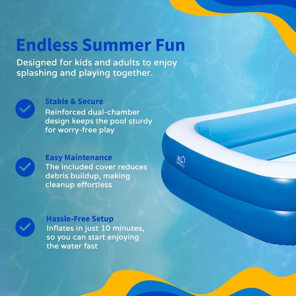 Blue Wave 103 in. x 69 in. Rectangle 22 in. Deep Inflatable Pool