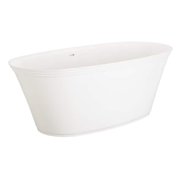Doric 67 in. x 32 in. Soaking Bathtub with Center Drain in White