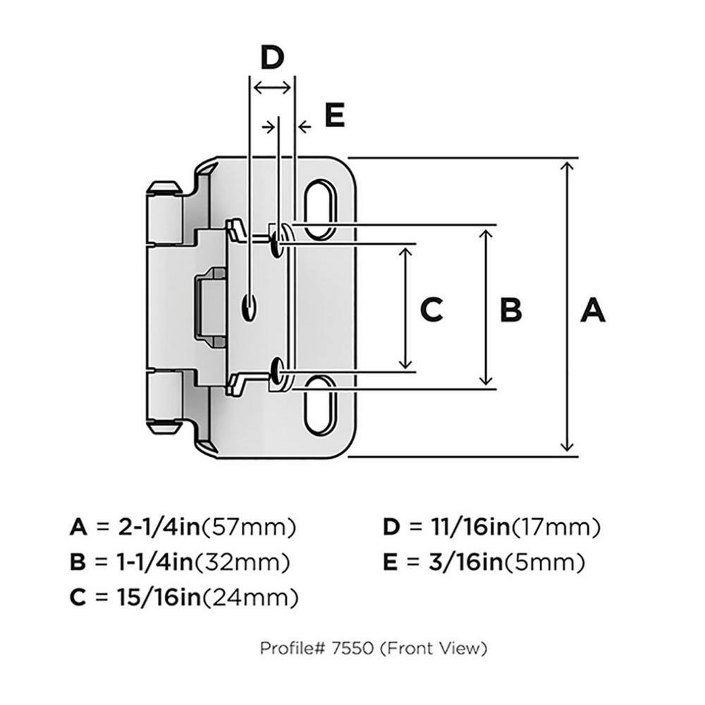 Golden Champagne 1/2 Inch Overlay Self-Closing Cabinet Hinge