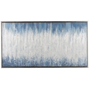 1-Panel Abstract Movement Inspired Framed Wall Art Print with White Textured Accents 32 in. x 59 in.