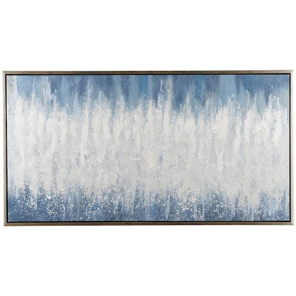 Litton Lane 1-Panel Abstract Movement Inspired Framed Wall Art Print with White Textured Accents 32 in. x 59 in.