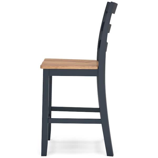 Gesthaven Dark Blue / Light Brown Wood Counter Height Bar Stool