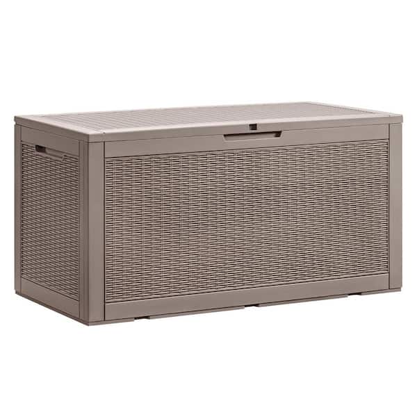 100 Gal. Large Brown Resin Deck Box with Padlock