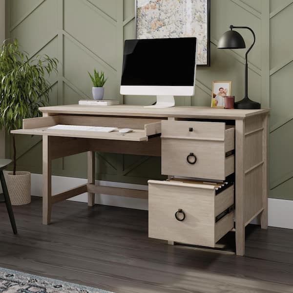 SAUDER East Adara  in. Cascade Oak Computer Desk with Flip-Down  Keyboard Shelf and File Storage 430302 - The Home Depot