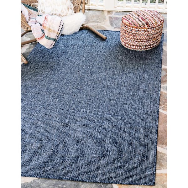 Outdoor Solid Blue 8' 0 x 11' 4 Area Rug