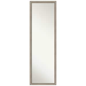 Salon Scoop Pewter 16 in. x 50 in. Non-Beveled Casual Rectangle Wood Framed Full Length on the Door Mirror in Silver