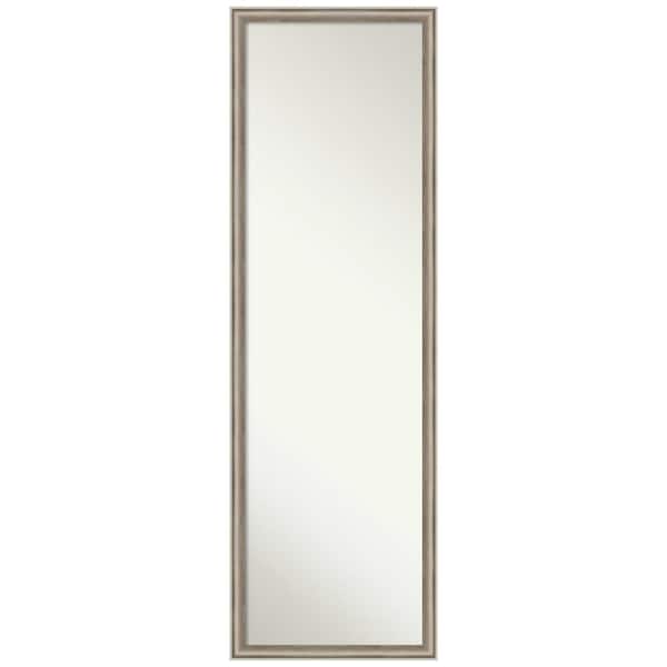Amanti Art Salon Scoop Pewter 16 in. x 50 in. Non-Beveled Casual Rectangle Wood Framed Full Length on the Door Mirror in Silver