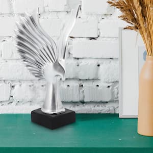 20 in. Silver Custom Resin Eagle Design Table Decor with Block Base