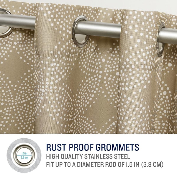 Island Tile Twill Geometric Light Filtering Grommet Top Indoor/Outdoor Curtain, 54 in. W x 108 in. L (Set of 2)