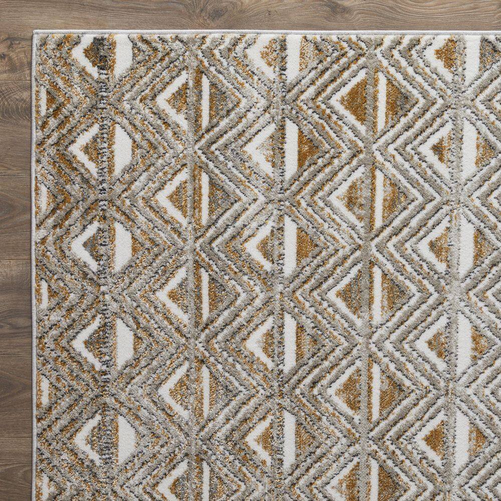 Beige and Yellow Geometric 2' x 3' Synthetic Area Rug