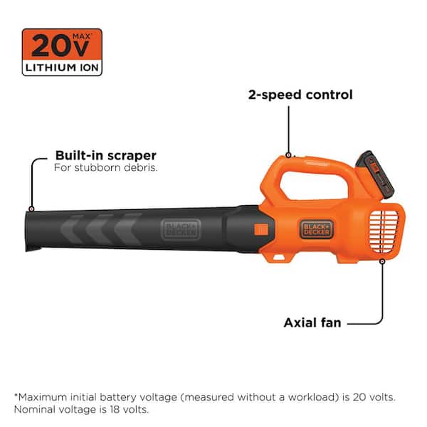  BLACK+DECKER 20V MAX Cordless Leaf Blower, Lawn Sweeper, 130  mph Air Speed, Lightweight Design, Battery and Charger Included (LSW221) :  Patio, Lawn & Garden