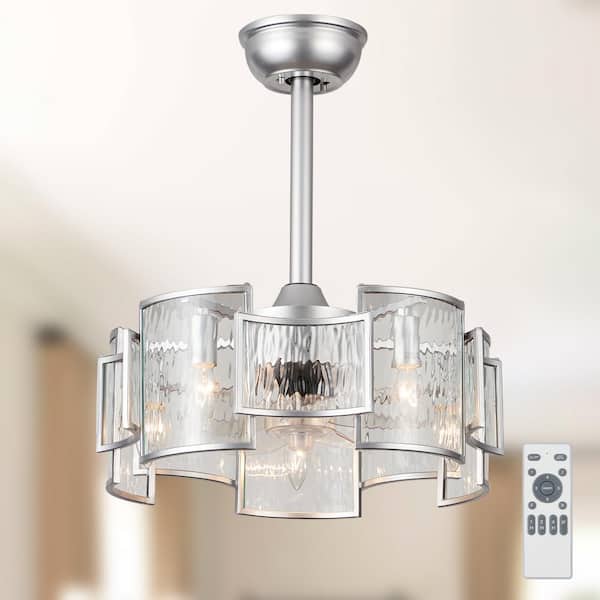 Bella Depot 19 in. Indoor Chrome Reversible Glass Caged Ceiling Fan with Light and Remote