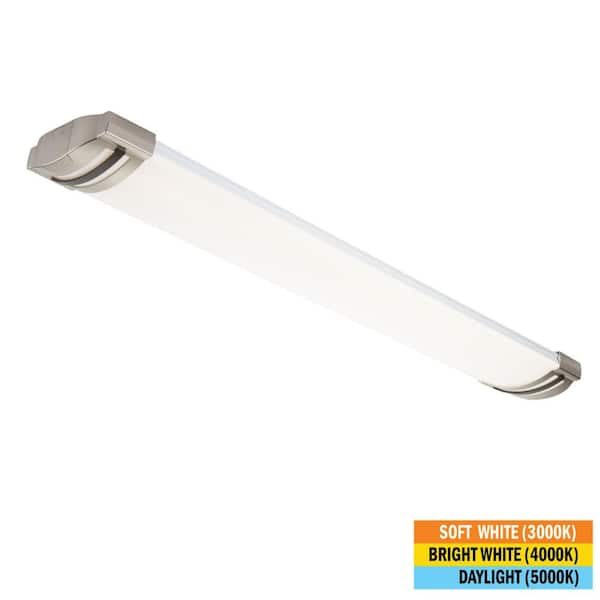 46 in. x 7.5 in. LED Flush Mount Ceiling Light Brushed Nickel End Caps Black Trim 5200 Lumens 72-Watt 3000K 4000K 5000K