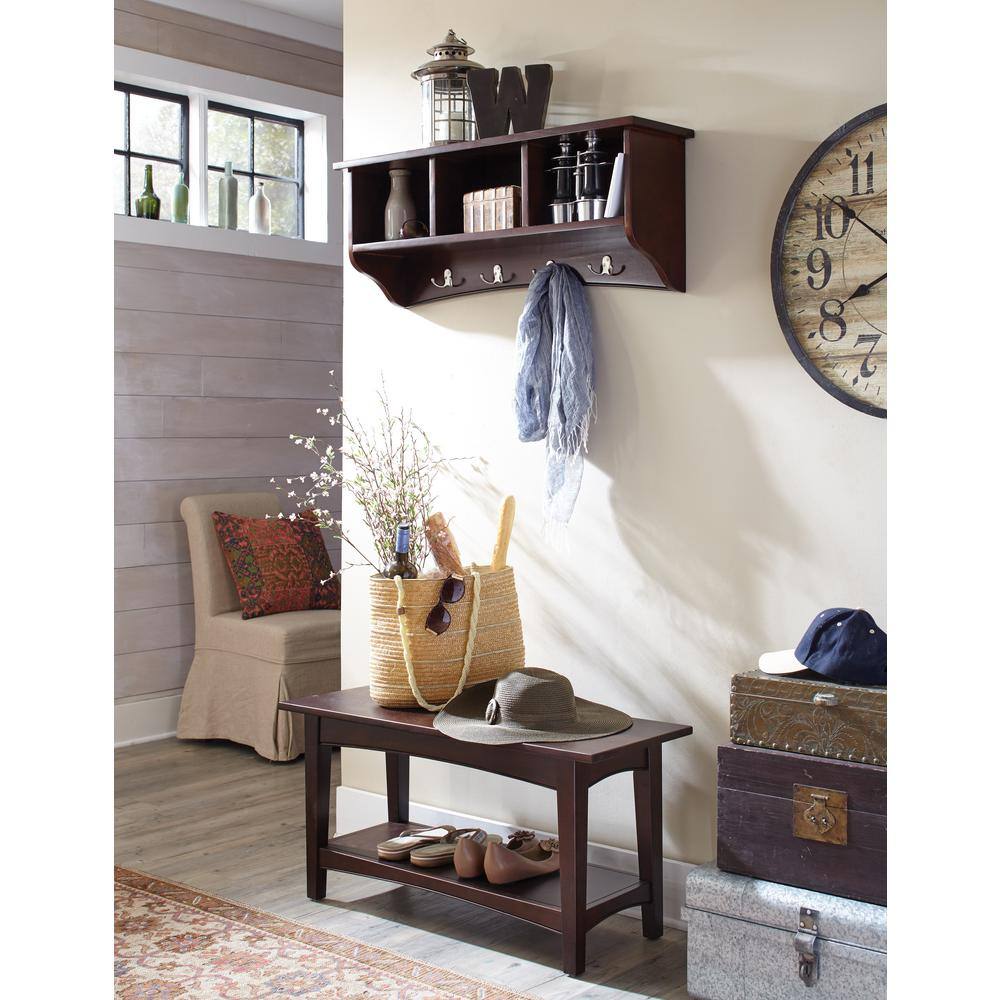 Shaker Cottage Espresso Hall Tree with Storage