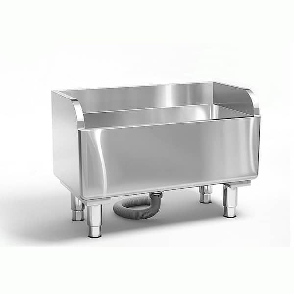 16.1 in. D x 31.49 in. W Stainless Steel Freestanding Floor Mop Basin, Mounted Laundry Sink for Commercial Use