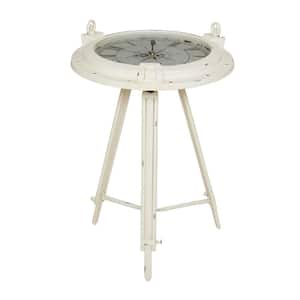 Litton Lane 15 in. Black Film Reel Large Round Glass End Accent Table with  Tripod Legs and Glass Top 51652 - The Home Depot