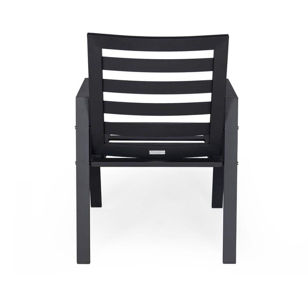 Chelsea Black Aluminum Patio Dining Chair with Red Cushions