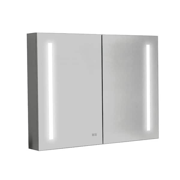 40 in. W x 30 in. H LED Rectangular Aluminum Alloy Medicine Cabinet with Mirror