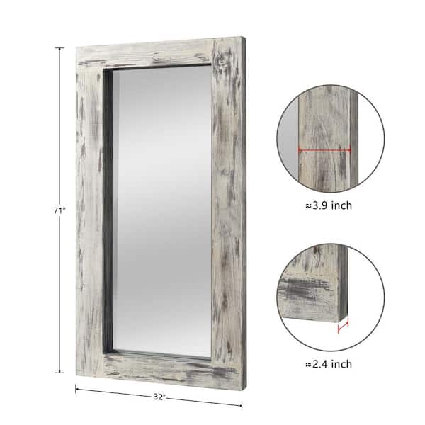 Dovelina 71 in. x 32 in. Rustic Rectangle Framed White Floor